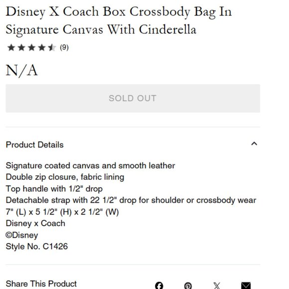 COACH Disney X Coach Cinderella Carriage Crossbody In Signature Canvas - Picture 9 of 9